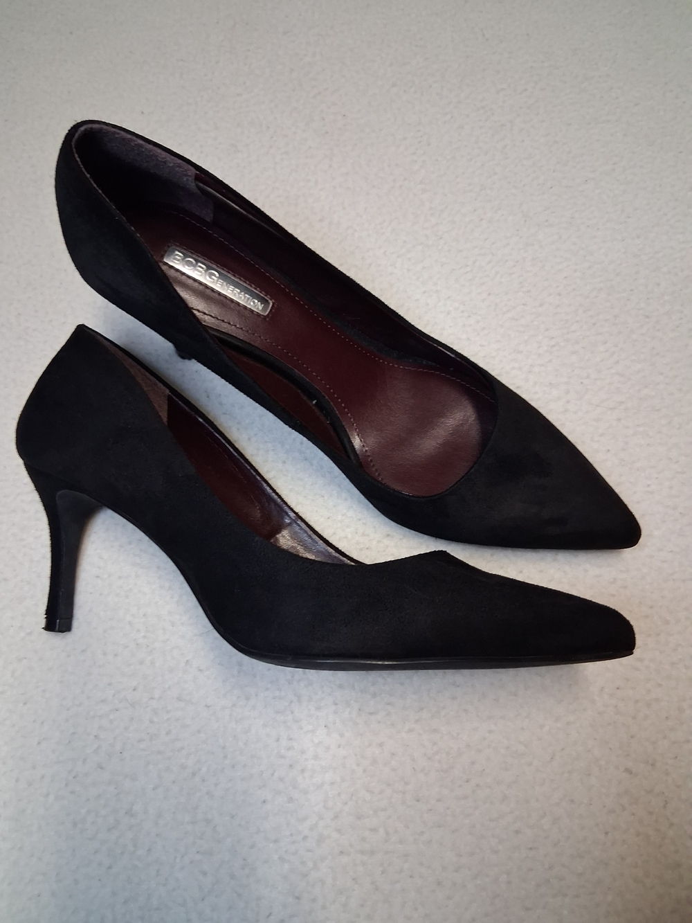 BCBGeneration Black Suede Pointed-Toe Pumps - Picture 3 of 7